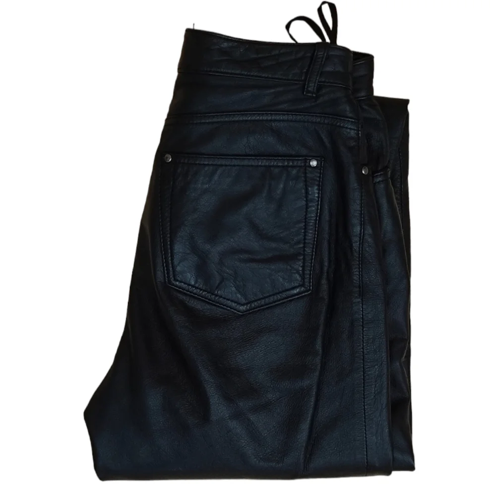 Wilson's 100% Real Genuine Black Leather Vintage High Waist Jeans - 6 - Picture 8 of 13